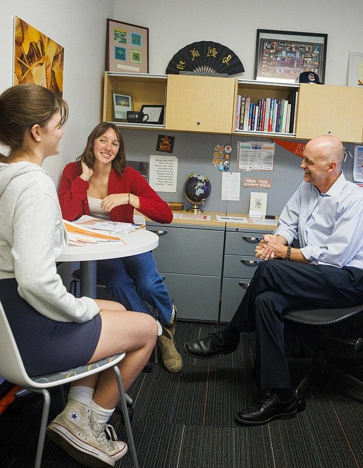 career center staff advise a student